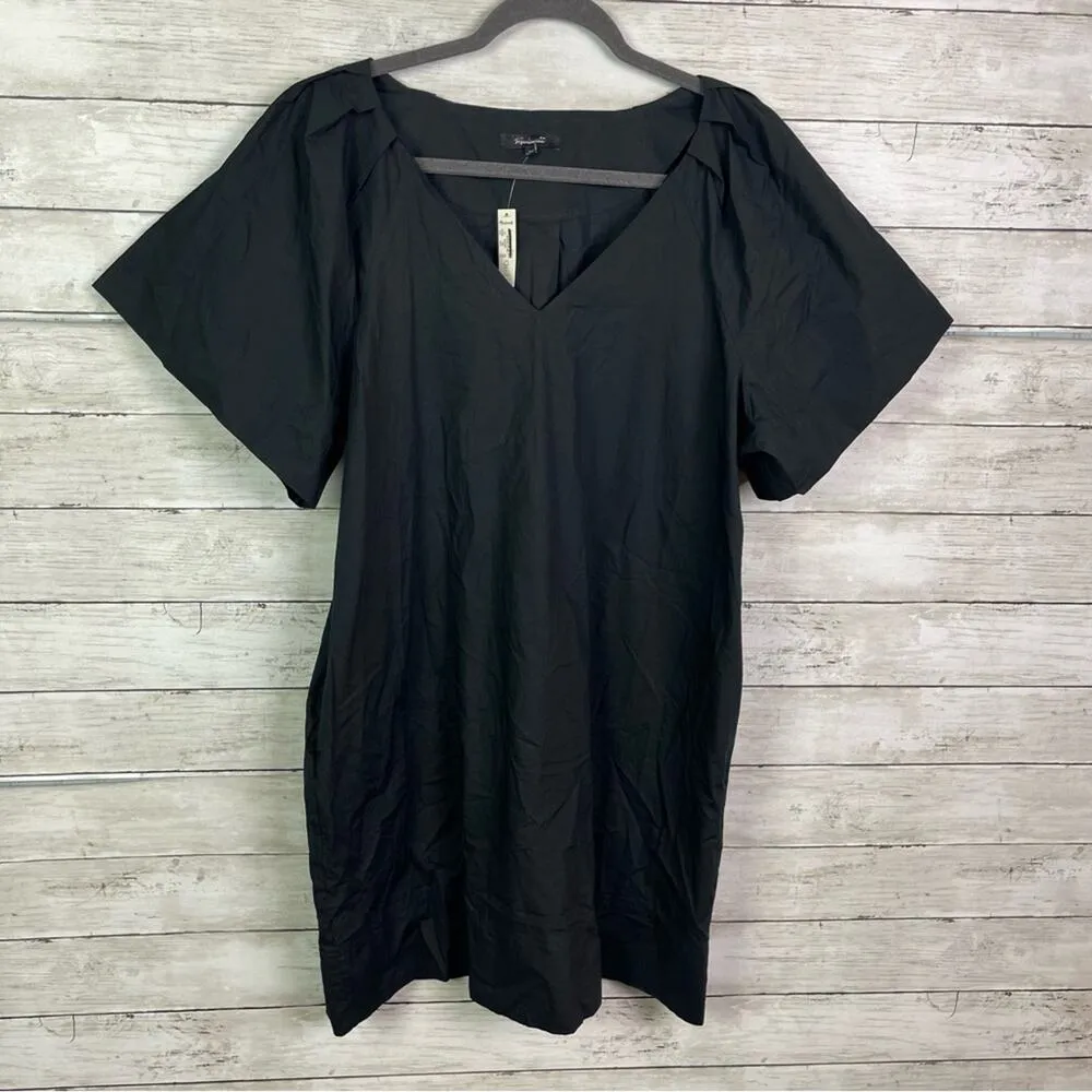 Madewell V-Neck Mini Shirt Dress Black Size S - Image 8