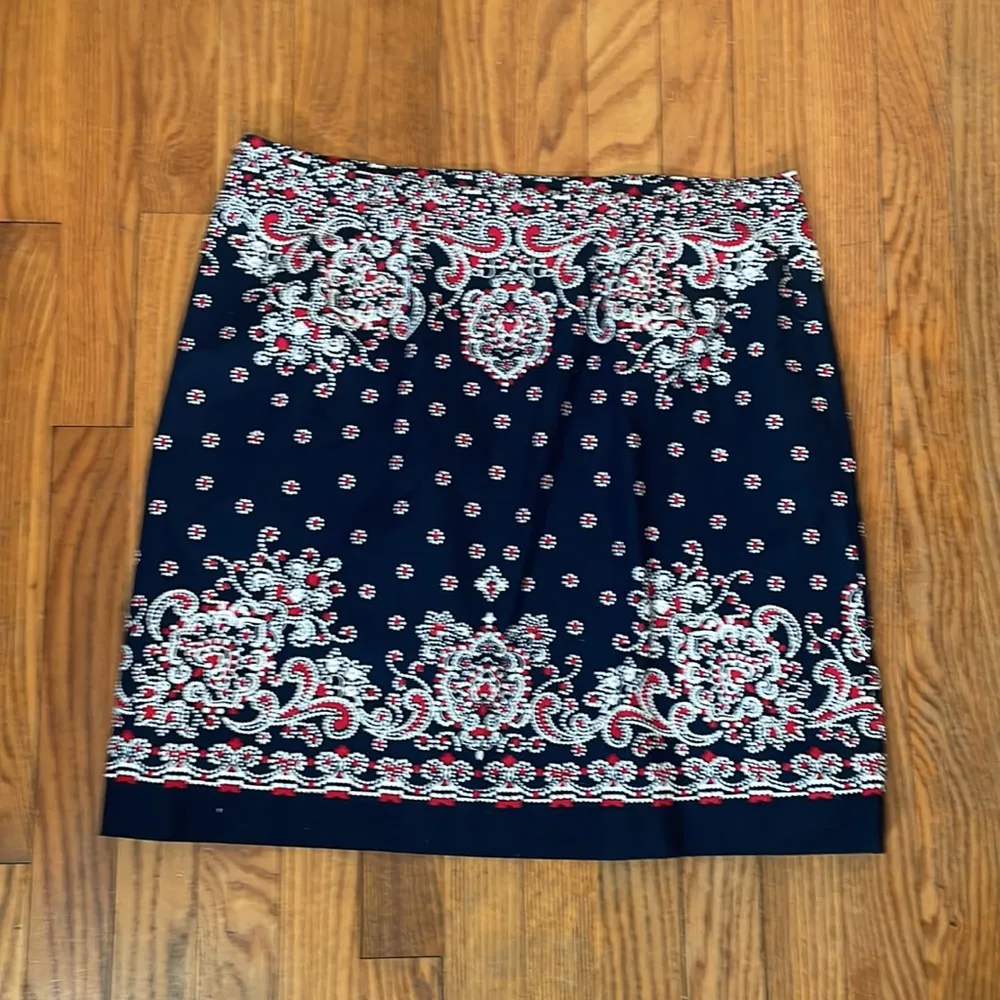 Talbots Bandana Print A-line Mini Skirt Women Petite 14p Navy Red NWT‎ - Image 2