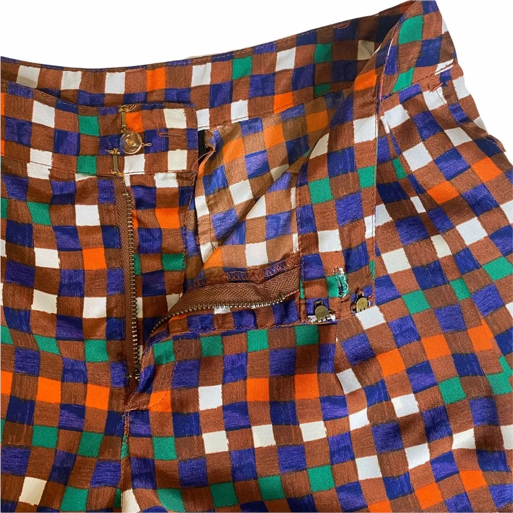 Duro Olowu ꕥ Window Pane Print Plaid Shorts ꕥ Red Multicolor ꕥ Size 4 ꕥ - Image 6