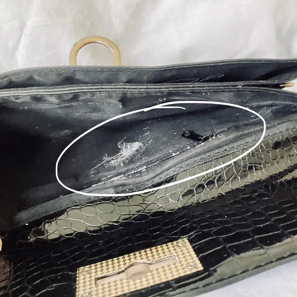 Faux Crock Leather Clutch Gold - Image 7