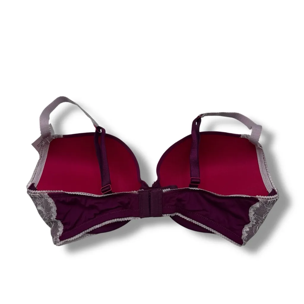 Frederick's of Hollywood NWT Icon Push-Up Bra Women's 36C Merlot Lace‎ Lingerie - Image 2