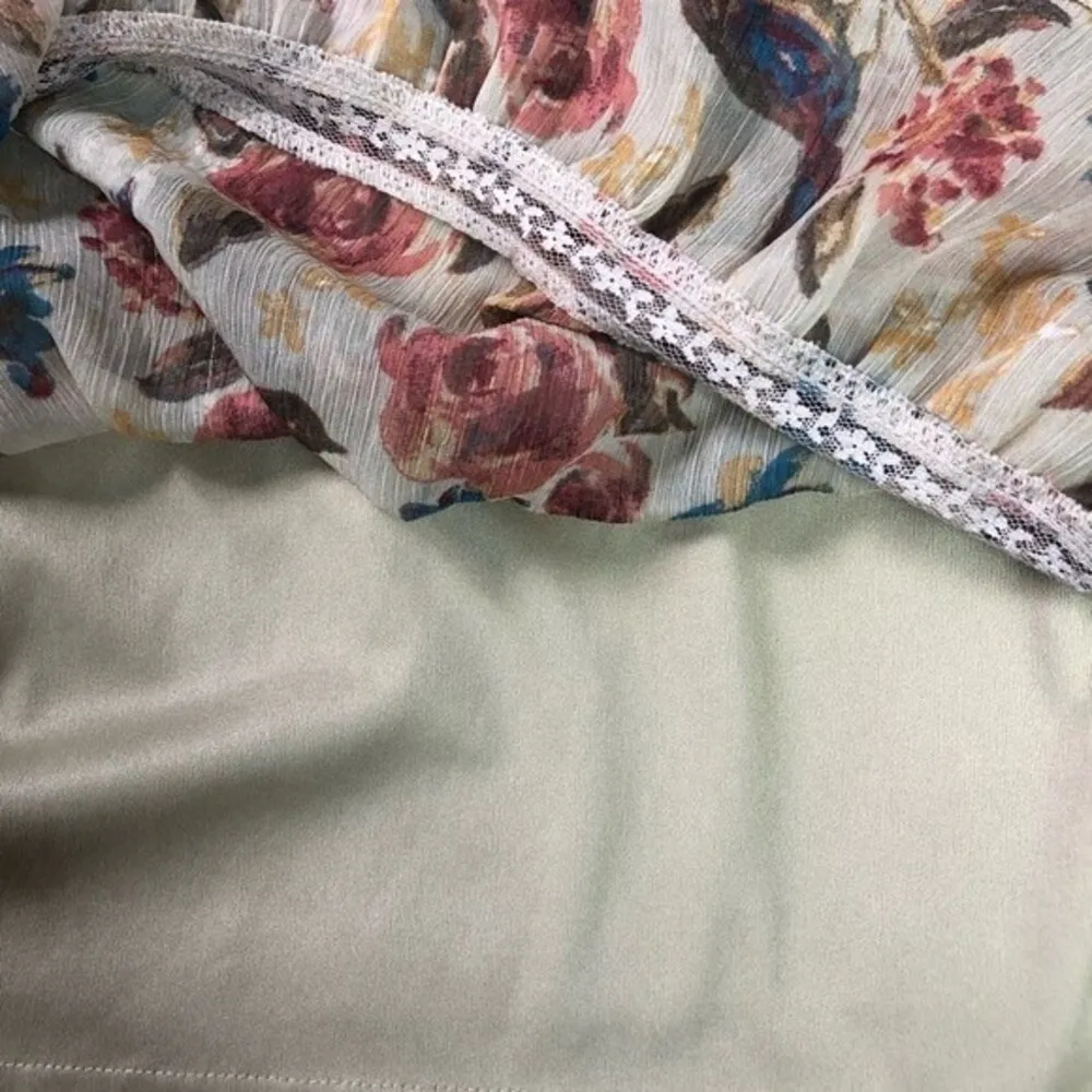 Decree Vintage Floral Print Babydoll Lace Detail Tank Top - Image 6