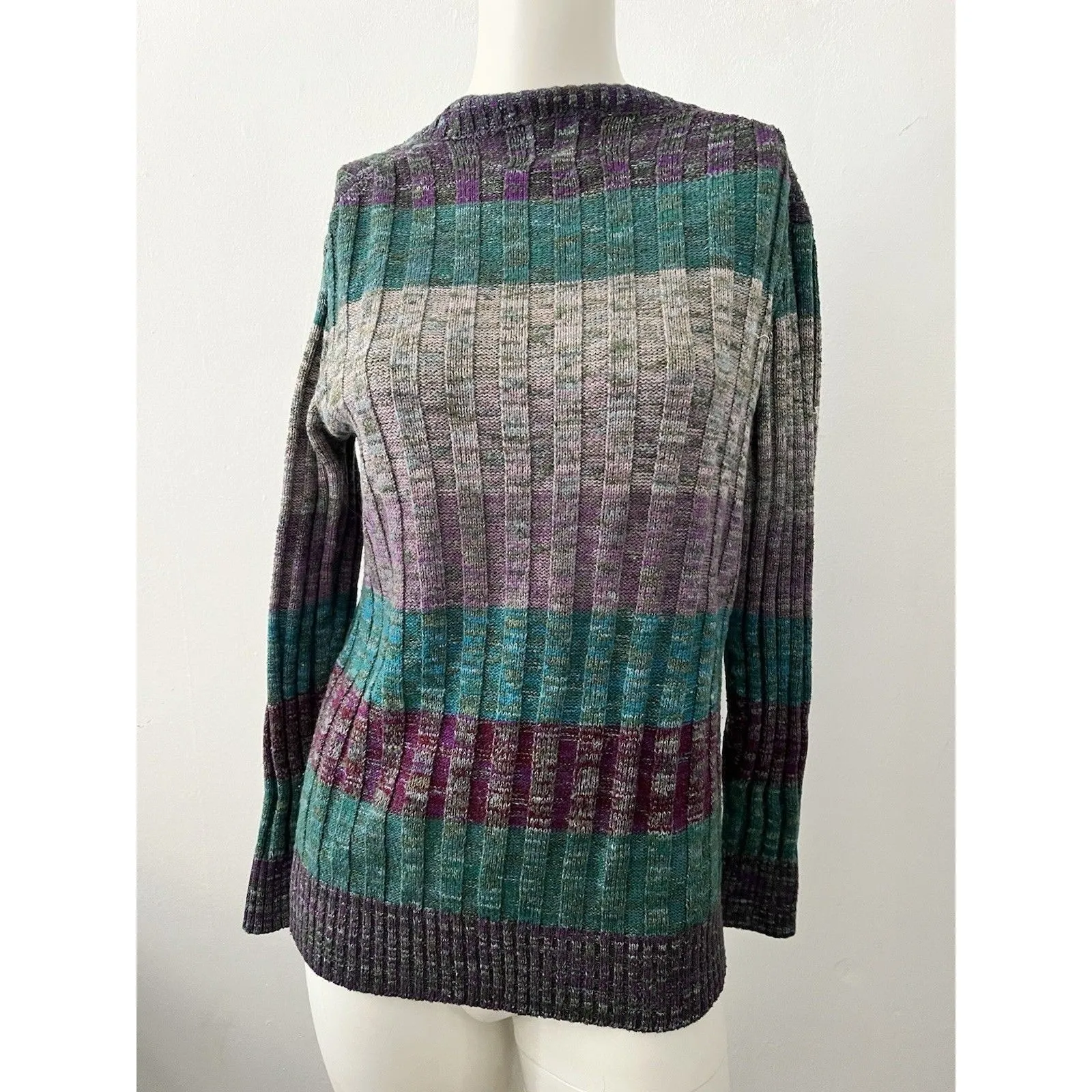 Womens Bohemian Indie Grunge Cardigan L Colorblock Rustic Crunchy Granola Twee Gray Size L - Image 4