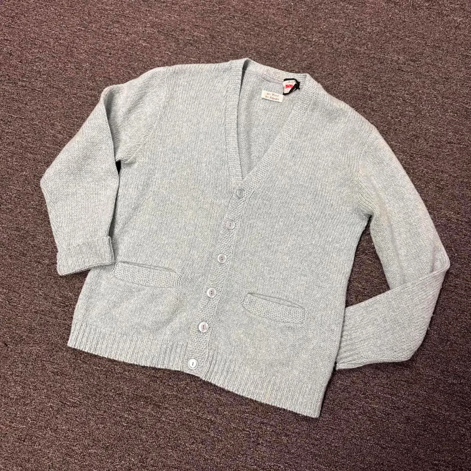 Vintage Blue Knit Button Up Cardigan - Image 2