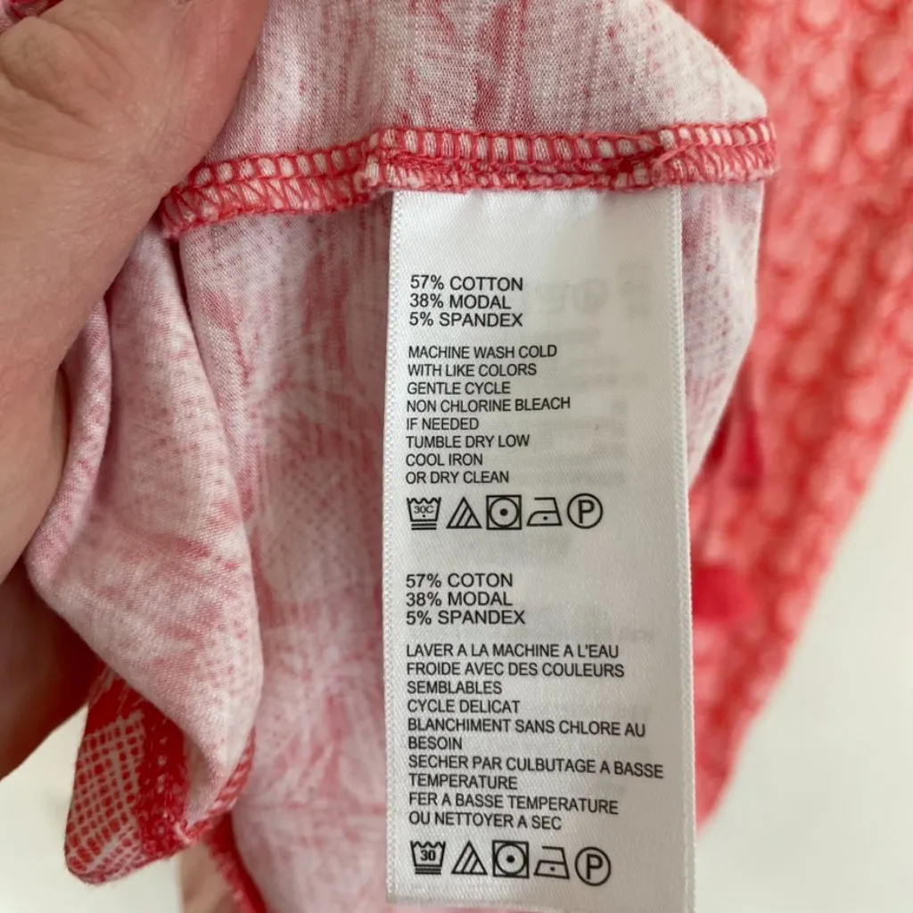 TOMMY BAHAMA Pineapple Crossover Dress Coral Pink White Sleeveless Faux Wrap XS - Image 10