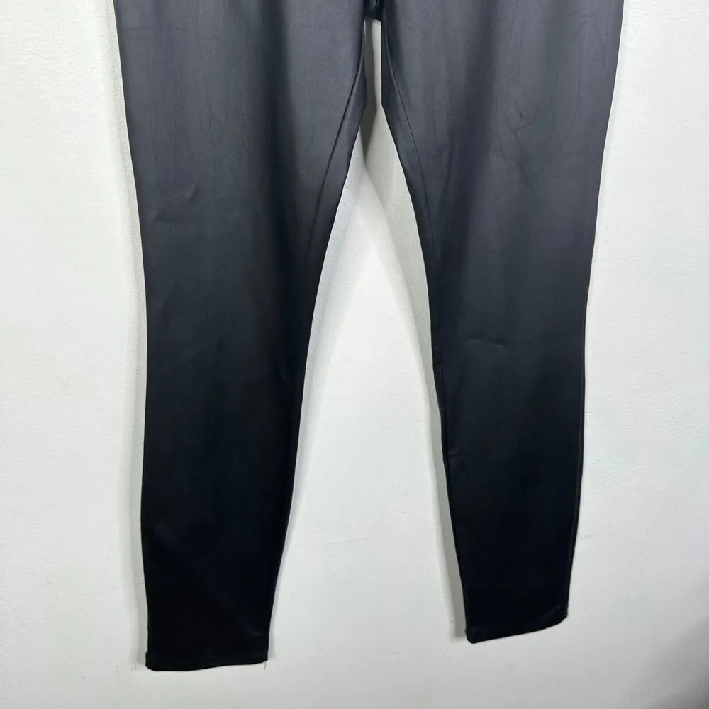 Clara Sun Woo Sz M Black Stretch Vegan Faux Leather Leggings Pull On Pants Size M - Image 4