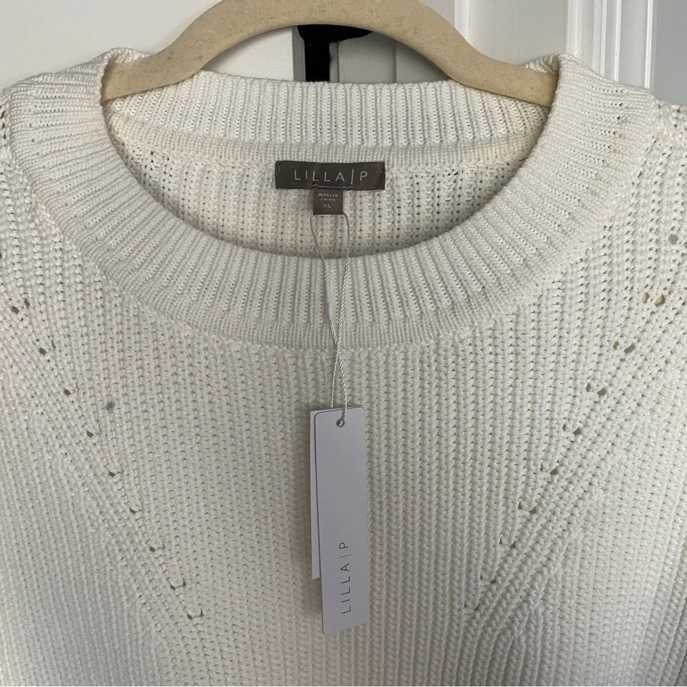 NWT Lilla P Ivory Knit Pullover Sweater Size XL - Image 2