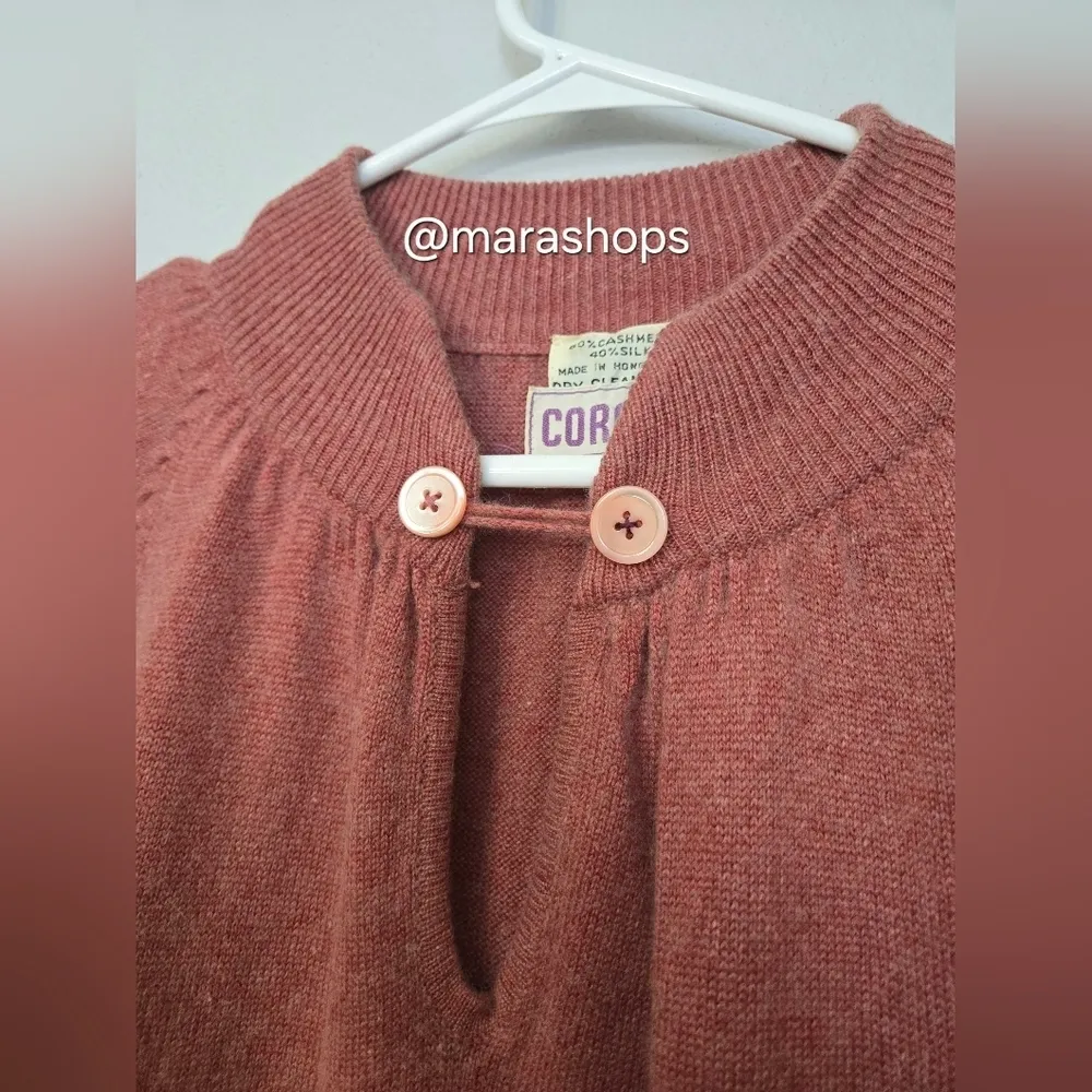 Vintage Coronia Cashmere Silk Knit Long Sleeve Sweater Dress Red - Image 2