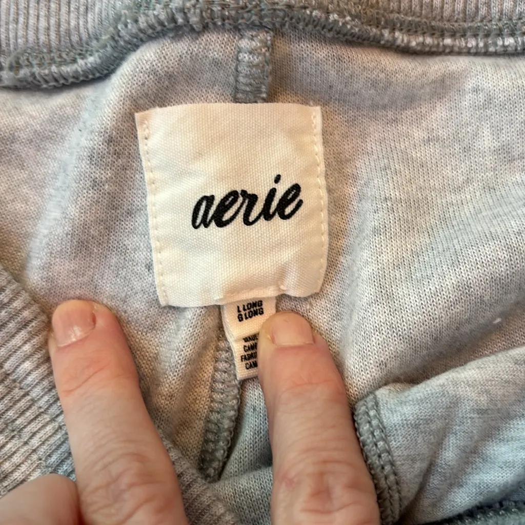 Aerie  Flared Sweatpants Grey Velour Kick It Size Large Long - Image 4