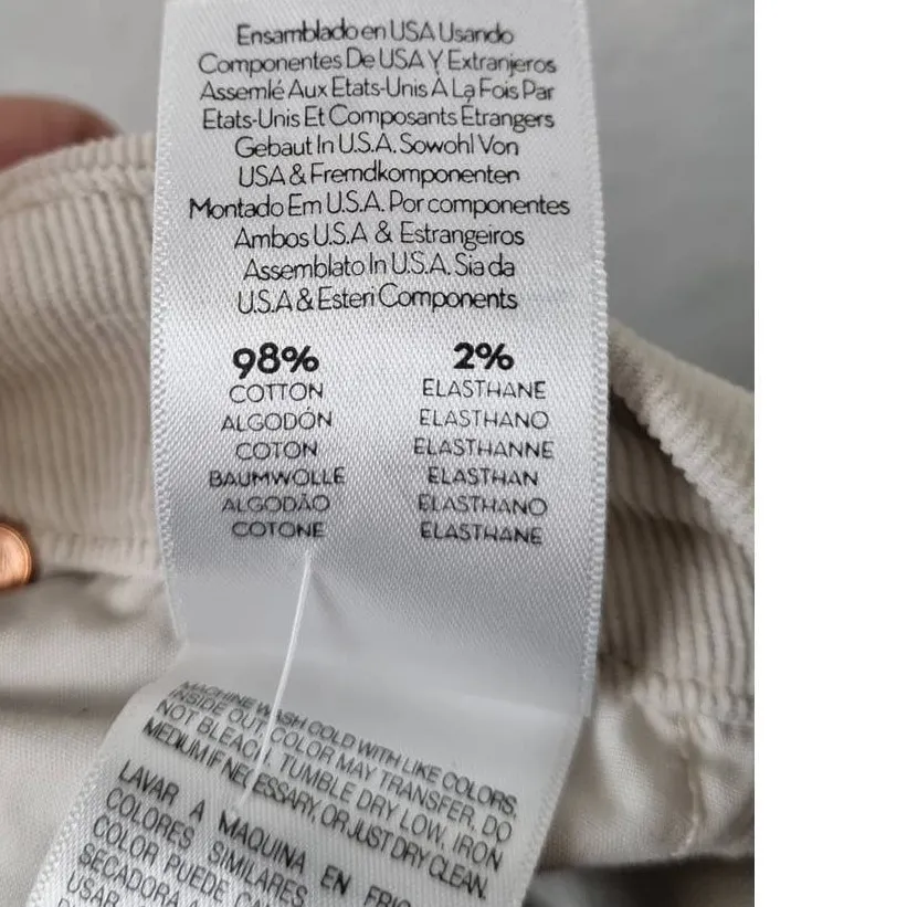 Mother The Looker Crop Hopscotch Corduroy Pants in Ivory Size 24 Gray - Image 6