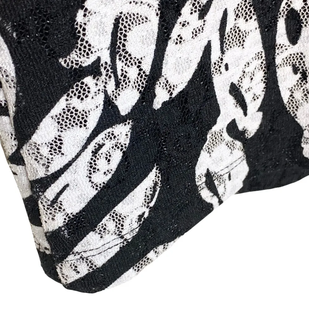 new Chico’s ☯︎︎ Leaf Print Lace Zip Hoodie Jacket ☯︎︎ Black + White ☯︎︎ Medium - Image 9