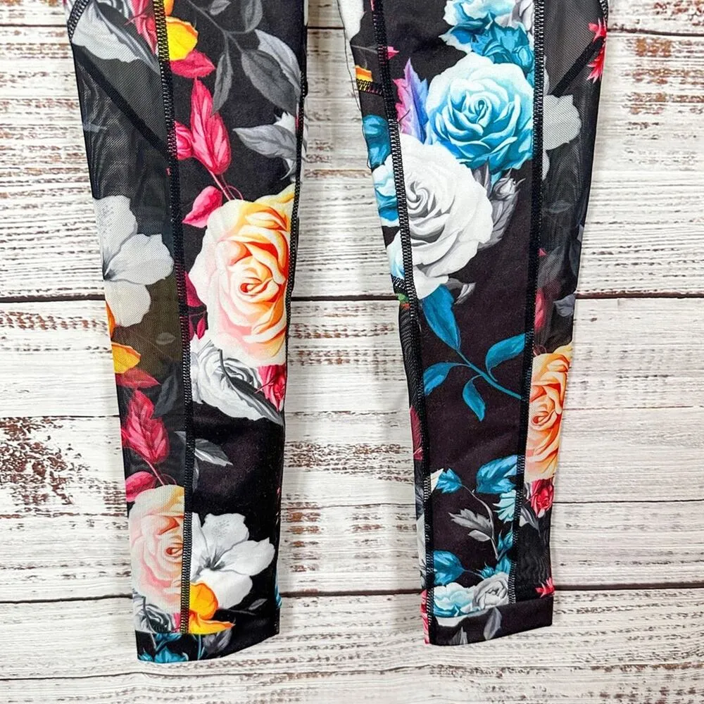 Zyia Dark Floral Mesh Hi Rise 7/8 Leggings, EUC, Size 2, MSRP $78 - Image 7