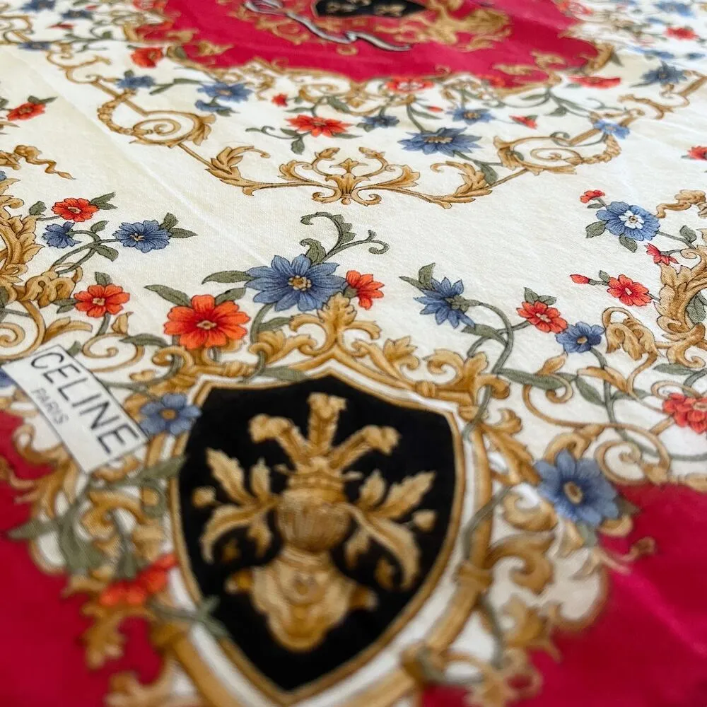 CELINE Paris Vintage French Coat of Arms Neckerchief Handkerchief Square Scarf - Image 5