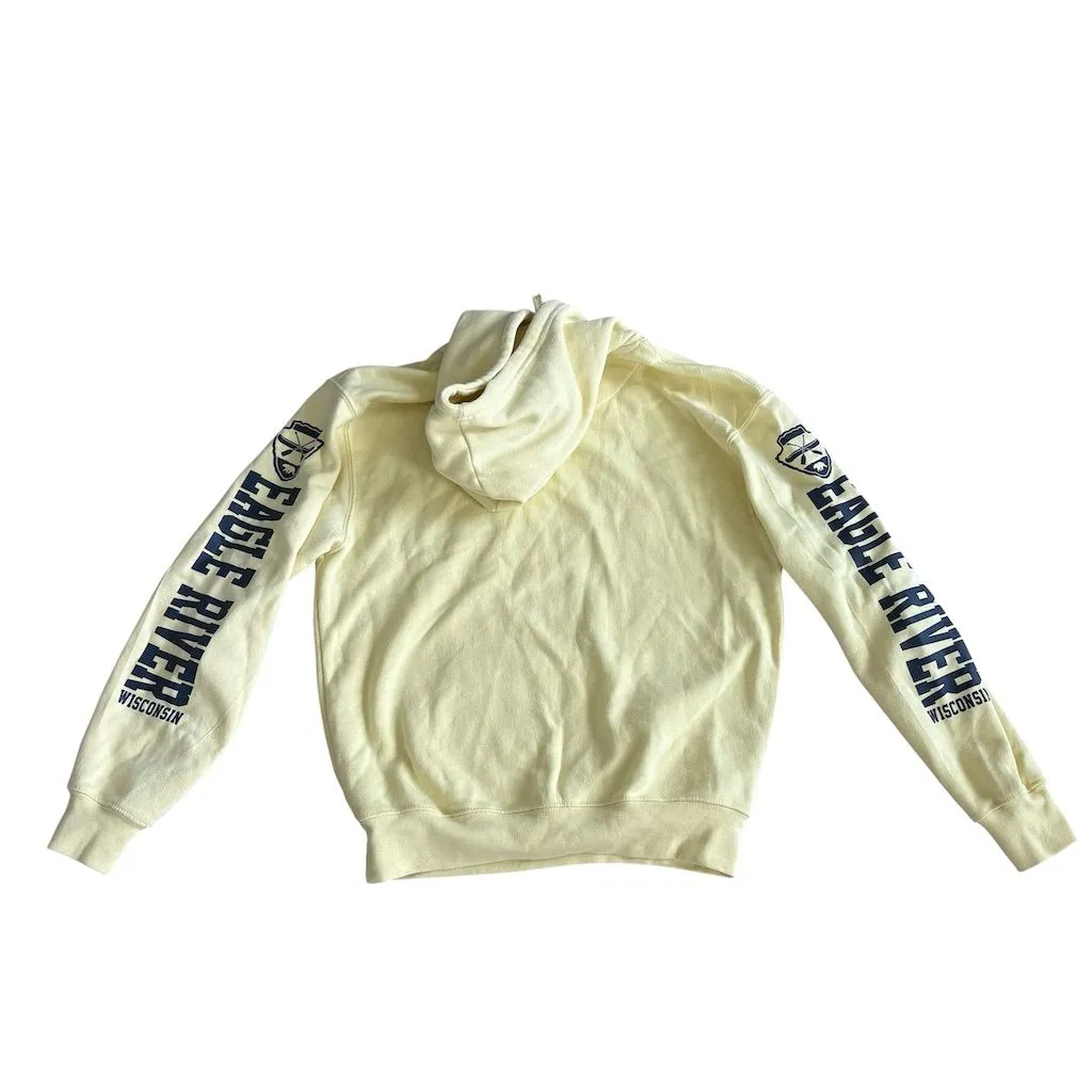 Pacific & Co. Unisex Graphic Hoodie White Medium Pullover Vintage Style - Image 2