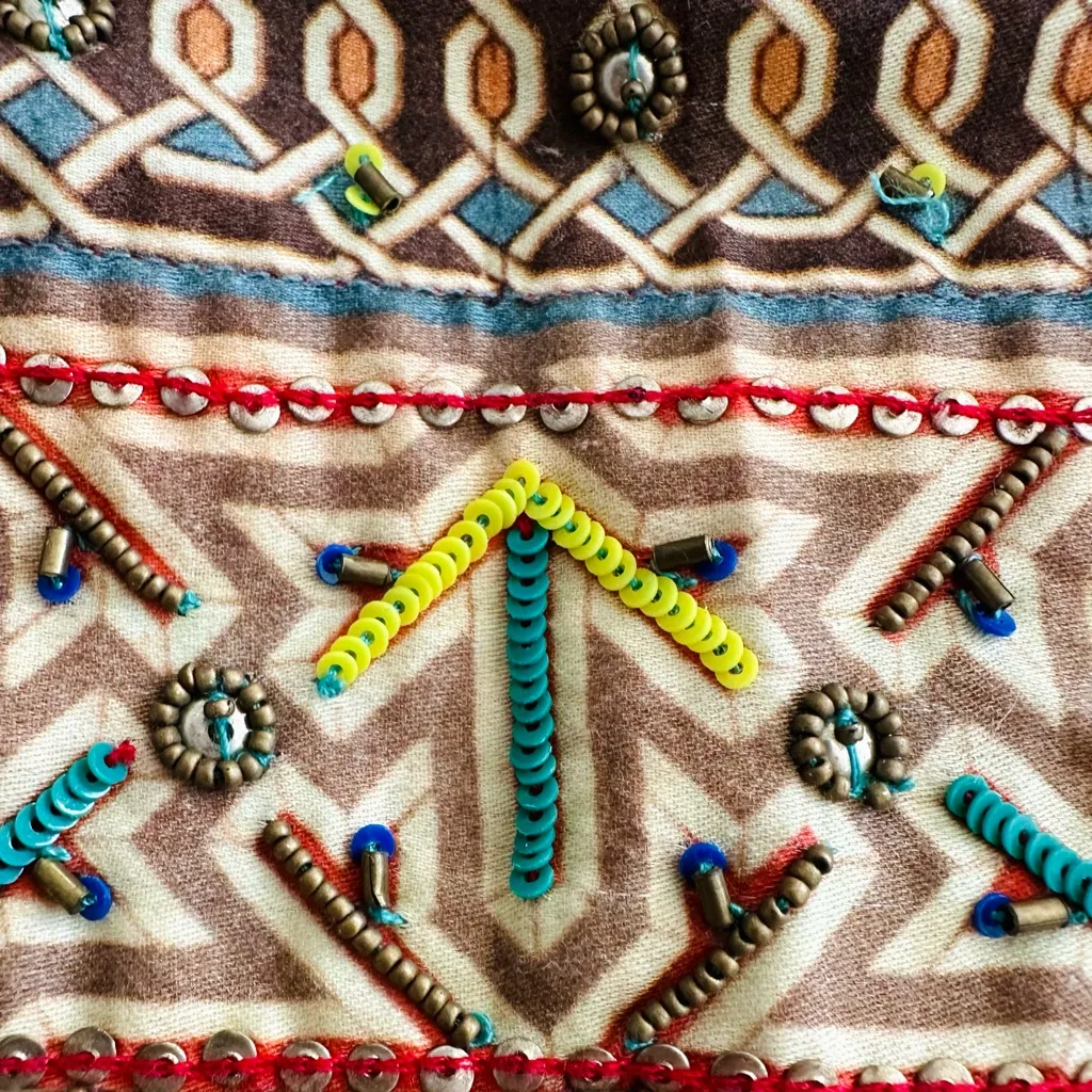 Anthropologie Tanvi Kedia Multicolor Beaded Bohemian Pleated Skirt Size 12 - Image 10