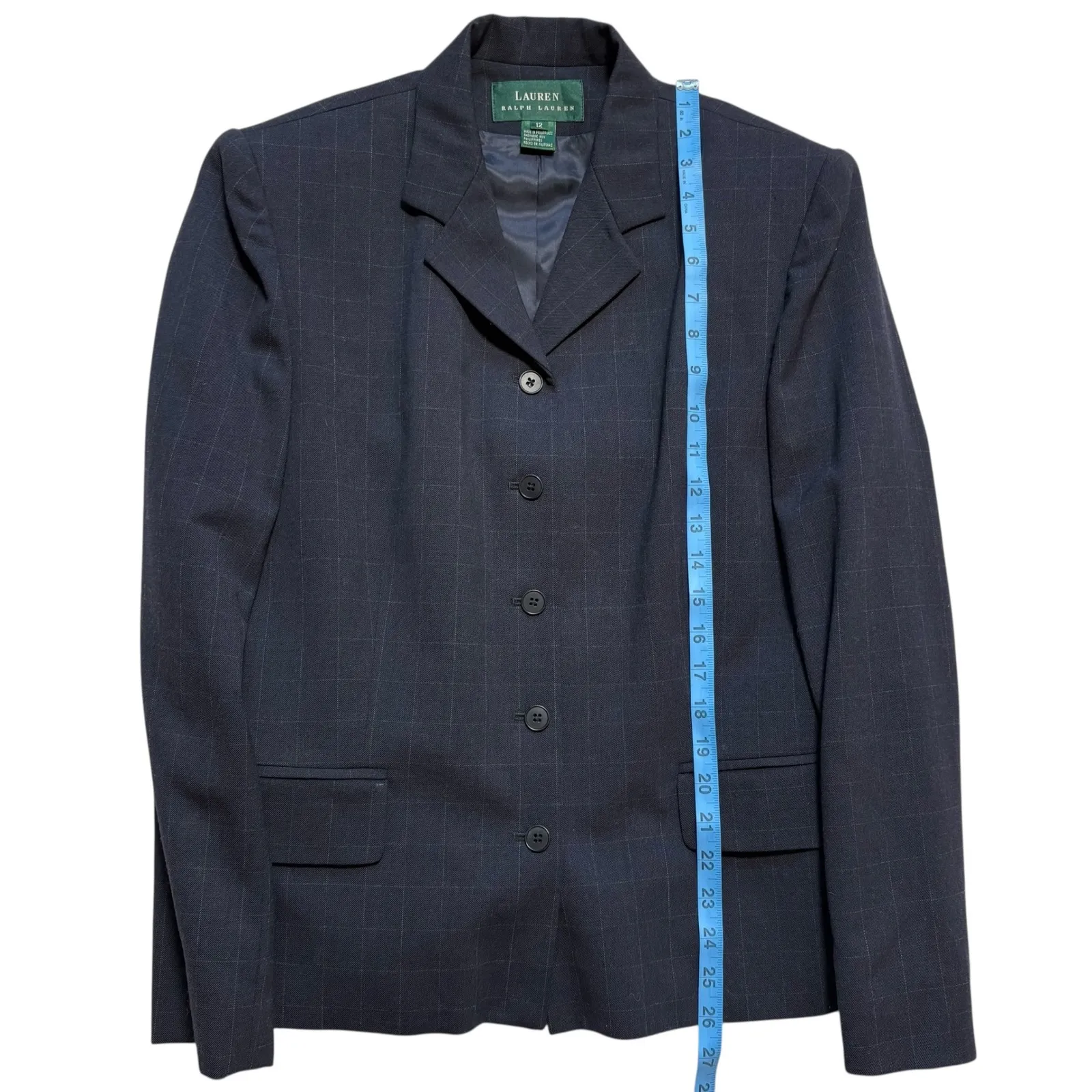 Lauren Ralph Lauren Women's Windowpane Worsted Wool Blazer Skirt Suit Size 12‎ - Image 7