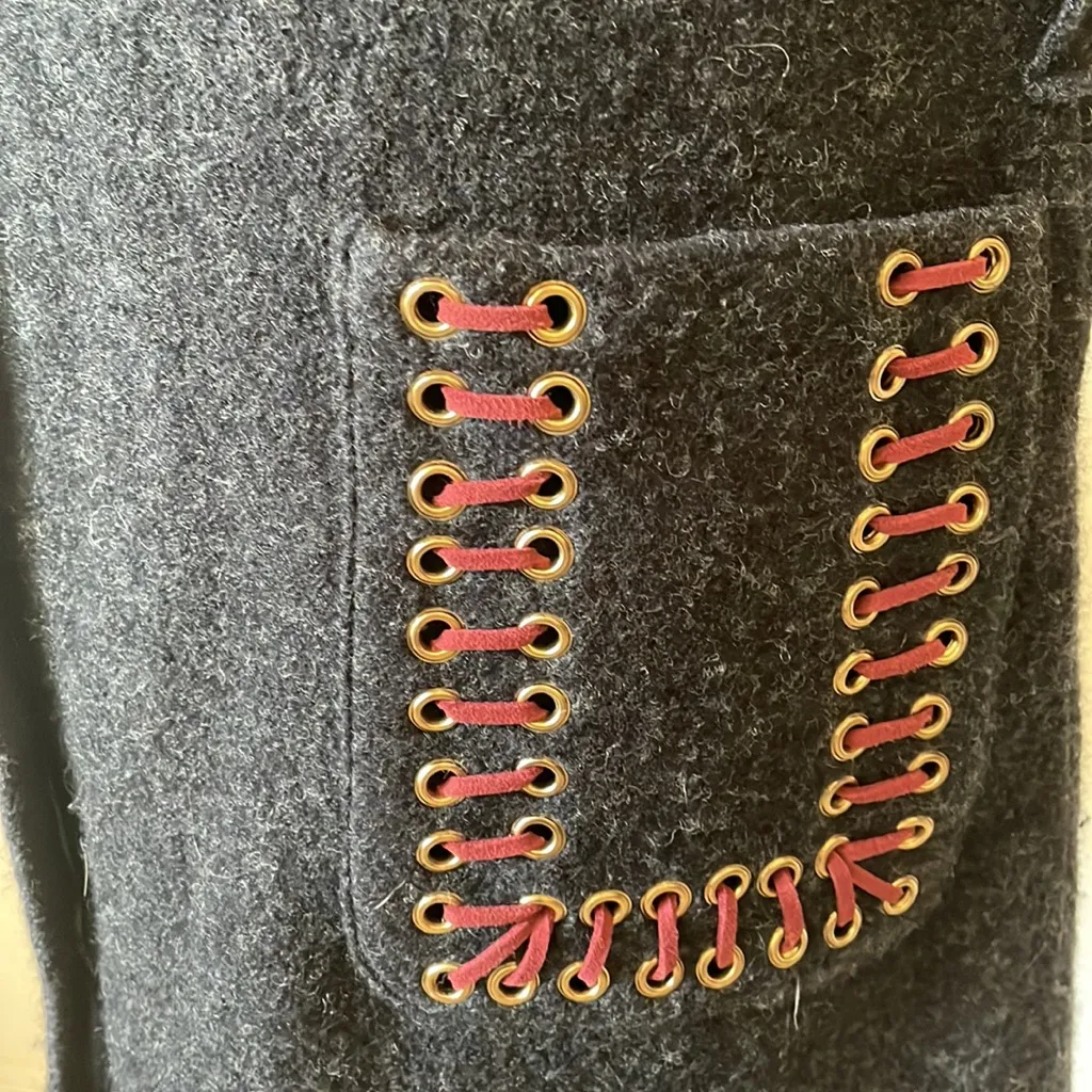 Anthropologie Rosie Neira Belted Eyelet Laced Wool Mini Skirt.‎  Size Small - Image 2