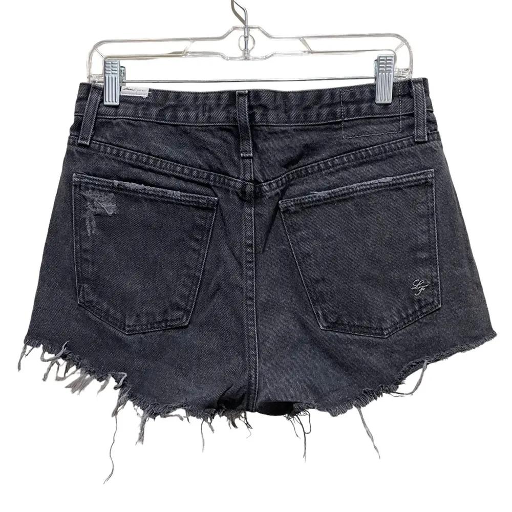 Lovers + Friends Jack High Rise Denim Shorts Distressed Black Size 29 - Image 6