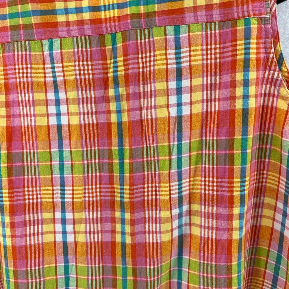 Carolina Colours plus sleeveless button up plaid flowers colorful bright 20W Pink - Image 2