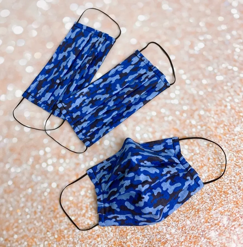 Blue Camo Premium Cotton Face Mask - Image 6