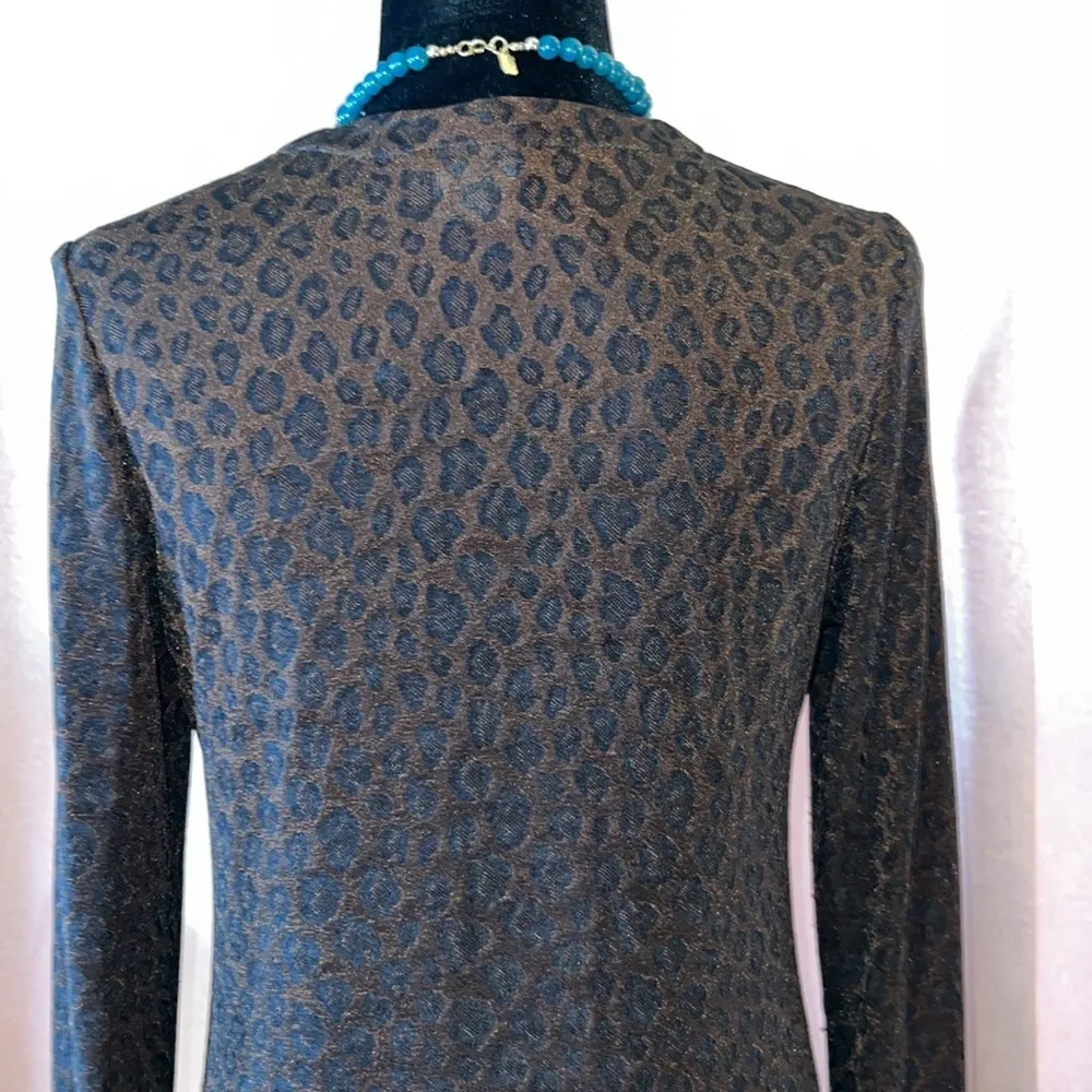 Vintage  Size 4P Animal Print V Neckline Midi Cardigan - Image 10