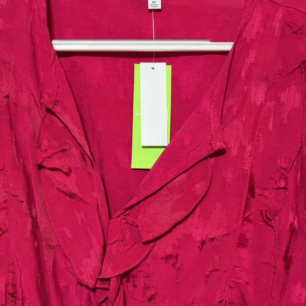 Sam Edelman Kamila long sleeve peplum Vibrant Fuschia Blouse Size XL NWT Boho - Image 8