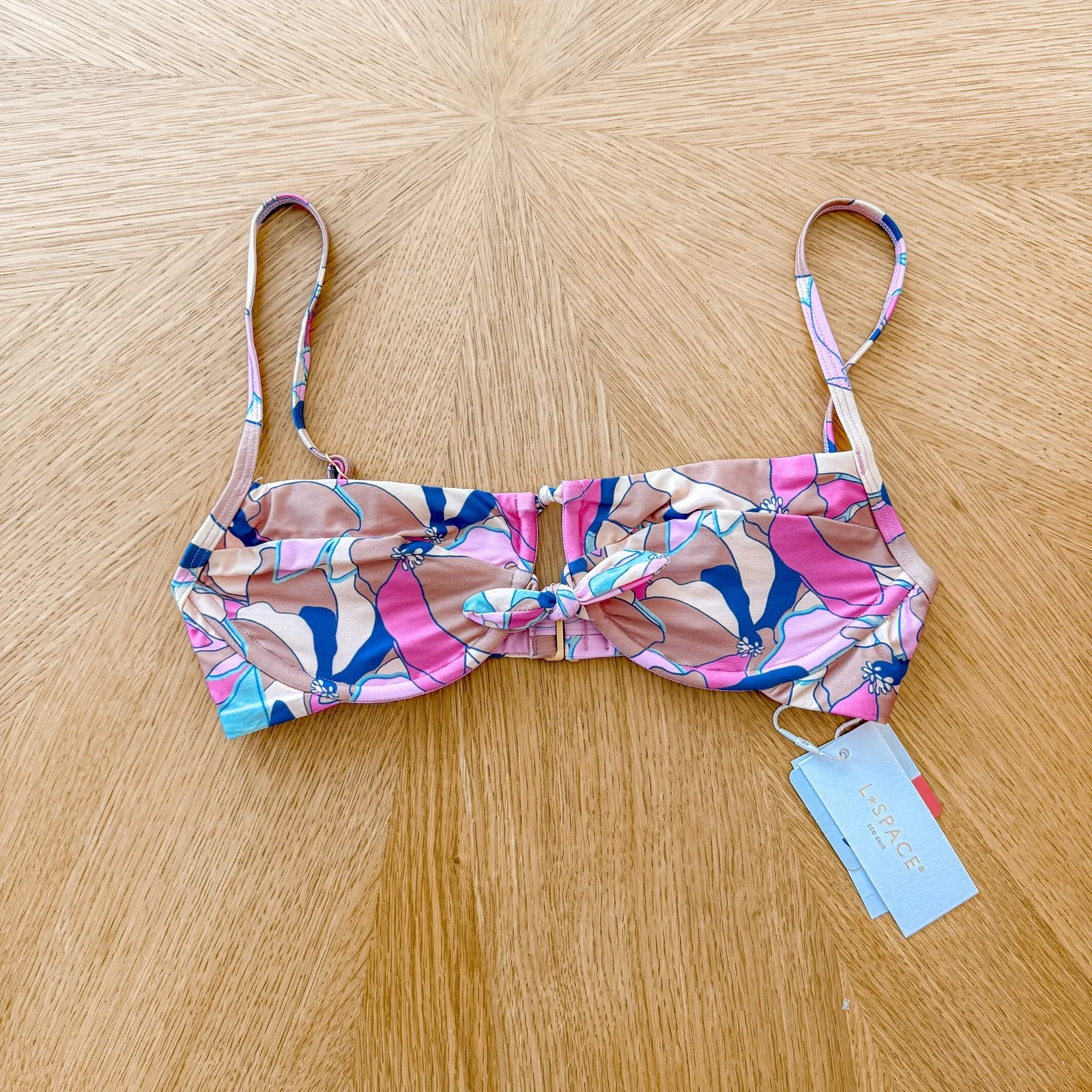 L*Space Bikini Top Womens Small Rose Multi Sundazed Floral Swimwear Boho NWT Pink - Image 3