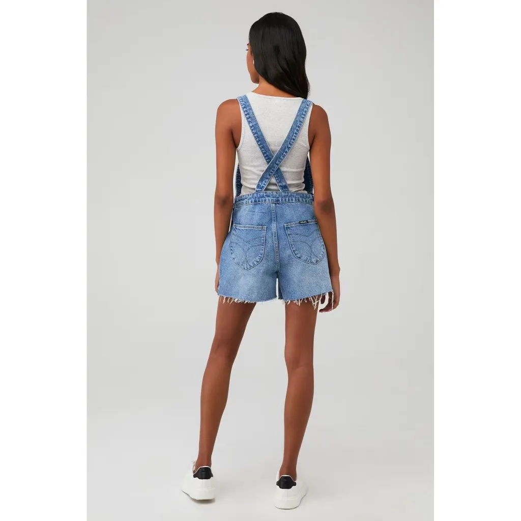 Rolla's Mirage High Waist Overall Shorts Mid Vintage Blue Womens Size 24 - Image 4