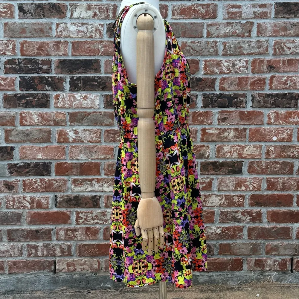 Dex bright floral mini dress with collar cutouts / L / Excellent condition Size L - Image 6
