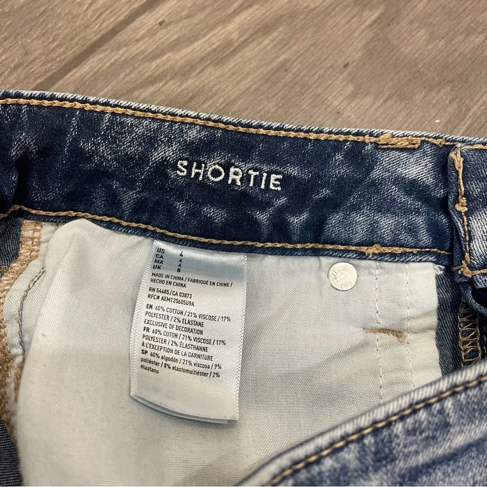 Distressed Denim Shortie Shorts Lo Rise - Image 4