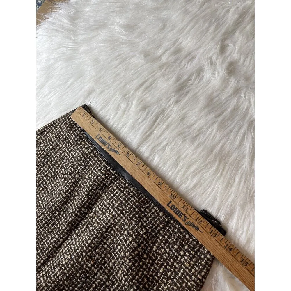 Kate Hill Size 6P Petites‎ Tweed Skirt Wool Blend Lined Brown Beige - Image 9