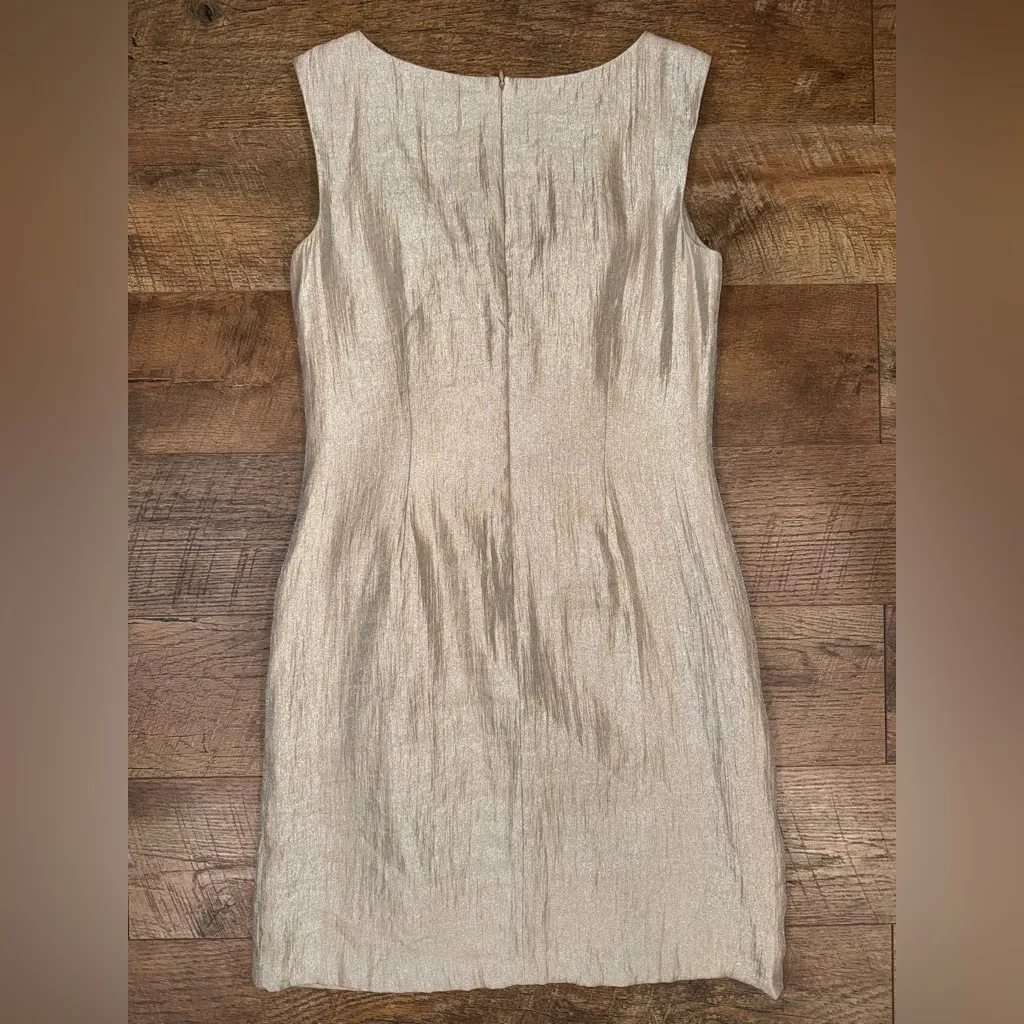 Suzi Chin for Maggy Boutique Asymmetrical Ruffle Cocktail Occasion Gold Dress Size 8 - Image 9