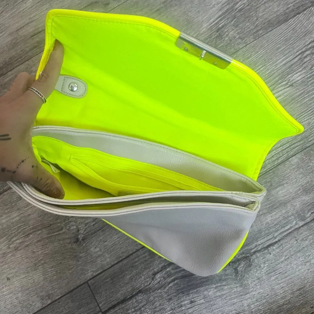 Yellow / Lime Green Neon and Grey Purse, Clutch, Pocketbook NWOT Pockets Inside - Image 3