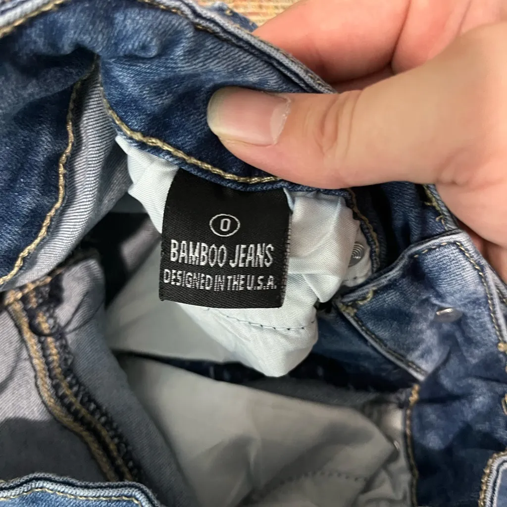 Bamboo High Rise Distressed Skinny Jeans Women’s 0 Medium Wash Stretch Denim - Image 15