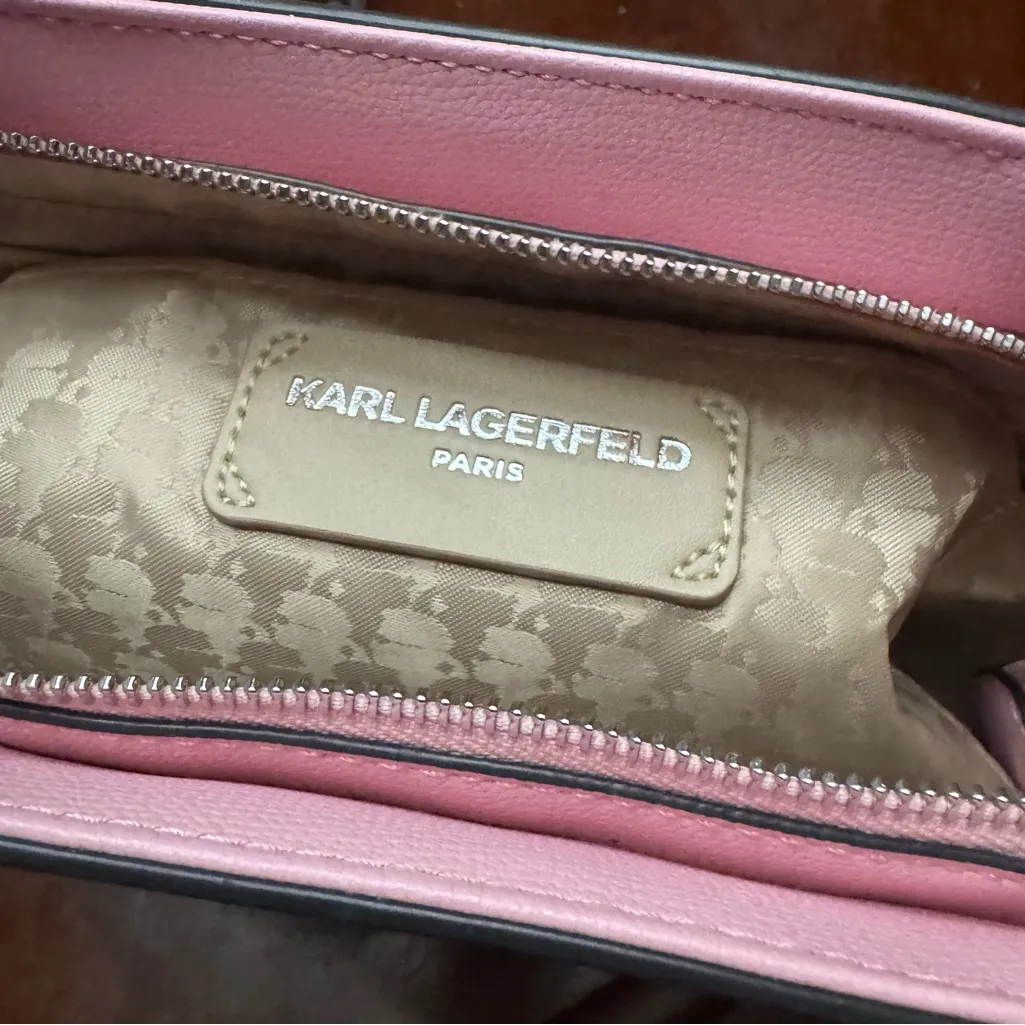 KARL LAGERFELD TOTE BAG KARL CRISTALES ROSA WITH LOGO STRAP NWT - Image 12