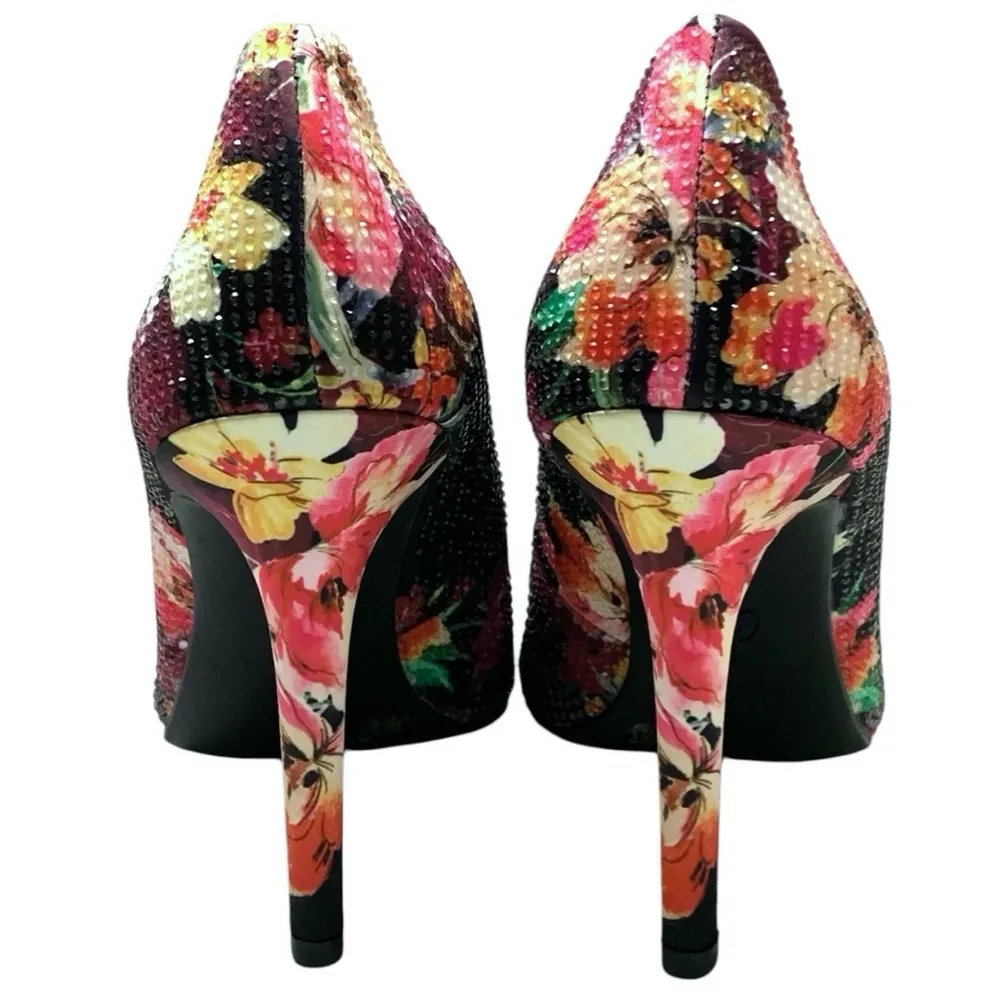 New Jessica Simpson Cassani Stiletto Pointed Toe Pumps Floral Rhinestone Size 6 - Image 3