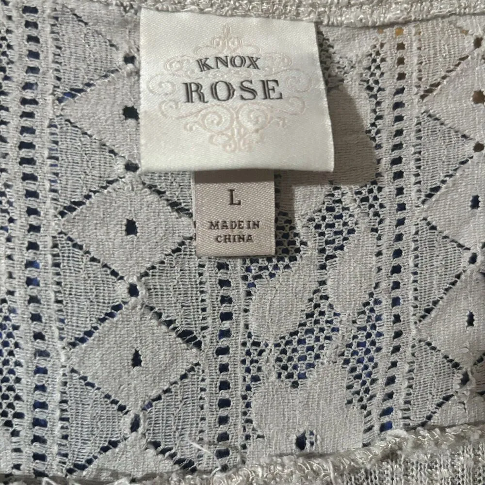 Knox Rose Top Womens Large Gray Waffle Knit Boho Stretch Blouse Ladies - Image 7