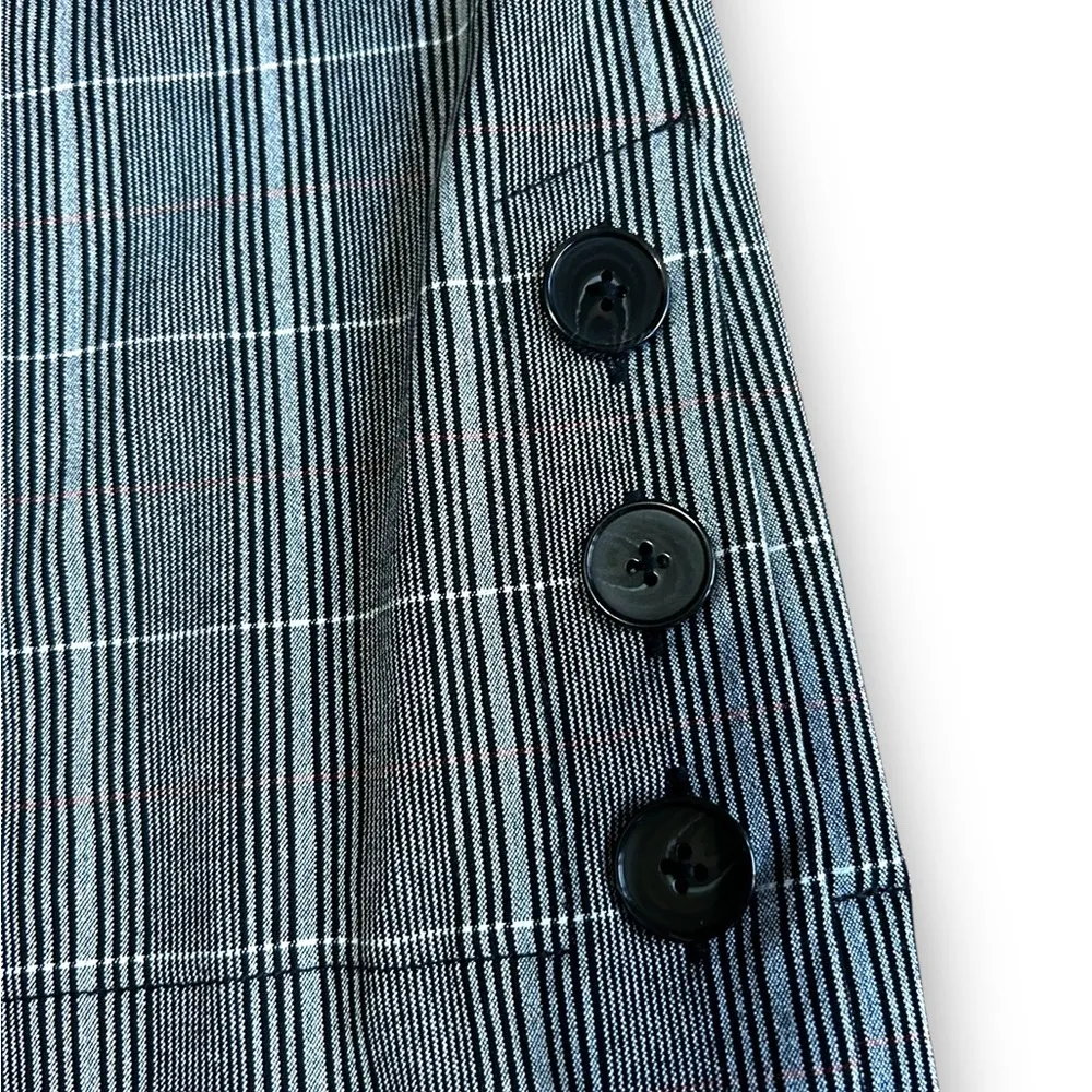 Derek Lam 10 Crosby Plaid Trouser Pants Crop Ankle Two Tone Button Hem Sz 8 - Image 6