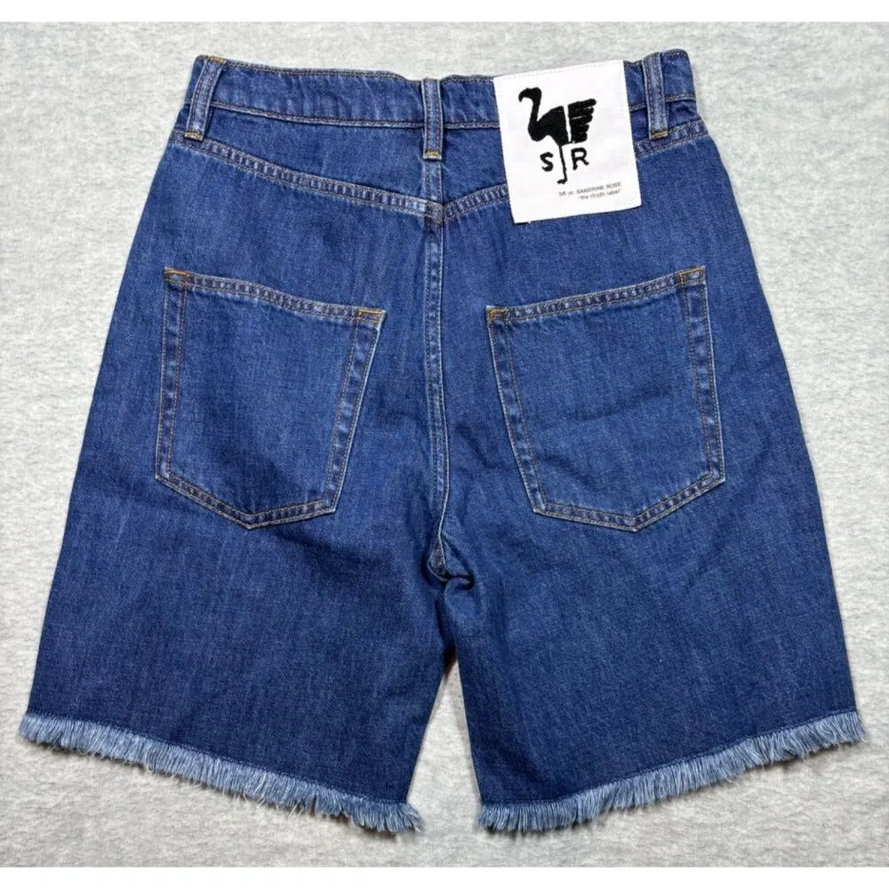 SR Vs. Sandrine Rose Women's Denim‎ Jean Shorts Frayed Hem Size 28 Jorts Blue - Image 2