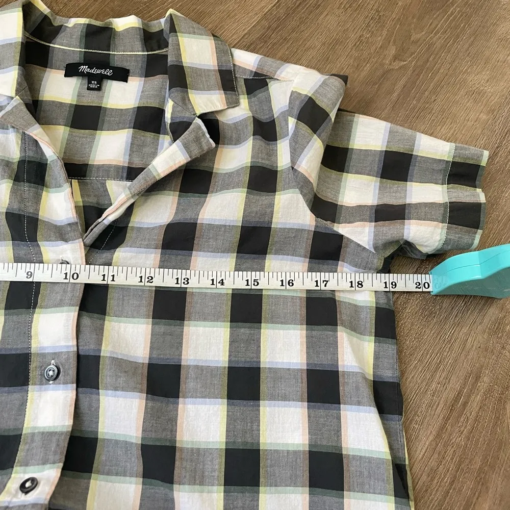 Madewell Plaid Short Sleeve Button Down Shirt ~ 100% Cotton ~ Size XS - Image 7