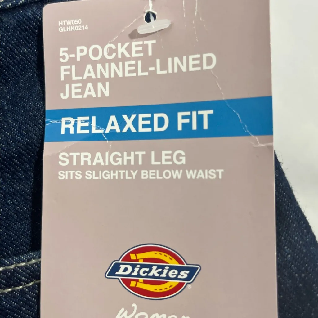 FULLY LINED W/PINK PLAID DENIM JEANS RELAXED FIT WOMEN SZ 12 DARK WASH NEW‎ - Image 5