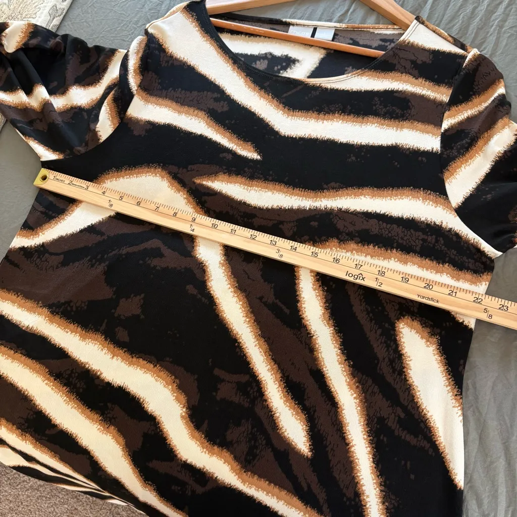 Chico’s Travelers Zebra Print Slinky Midi Dress. Size 20-22/Chicos 4. - Image 8