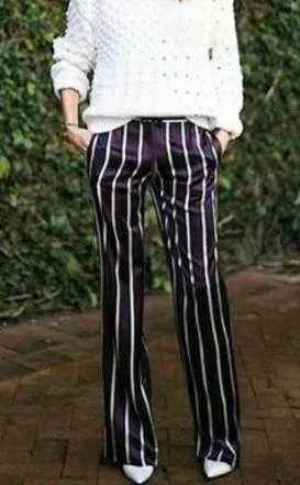 Joseph 100% Silk Pyjama Pants Wide Leg College Stripe Trousers Size 40 - Image 2