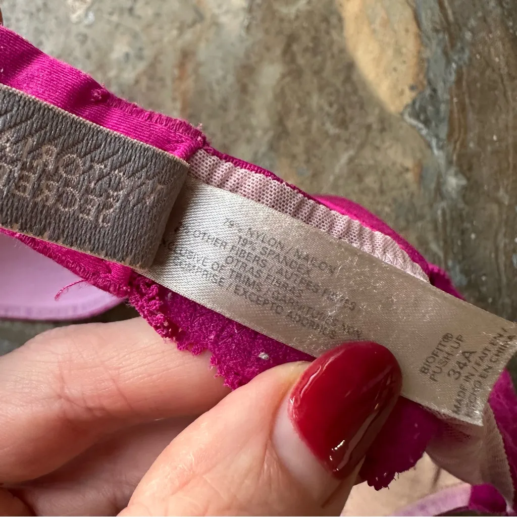 Victoria's Secret BioFit Push Up Bra Pink Lace Women's Size 34A - Image 10