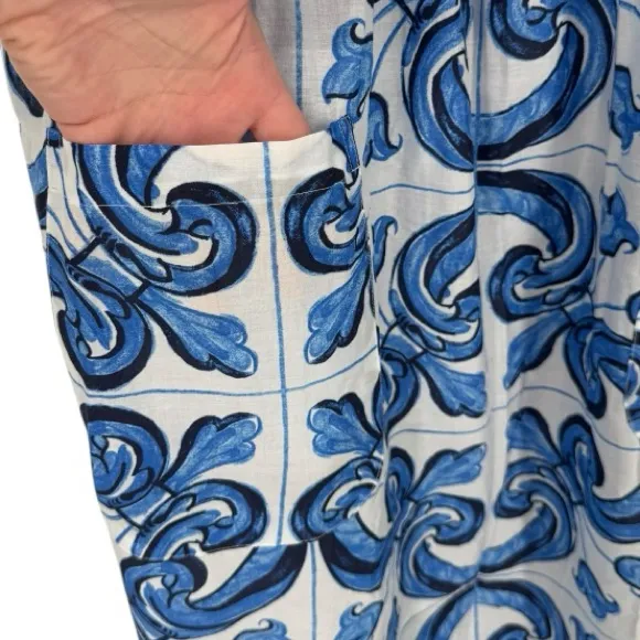 NWT Tuckernuck Majolica Tile Tie Shoulder Caftan Maxi Dress‎ Sz Small Resortwear - Image 10