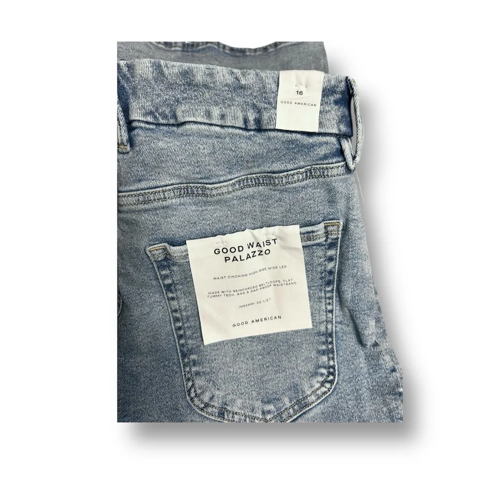 New Good American Good Waist Palazzo Jeans Size 16 Indigo $149 Wide-Leg Normcore - Image 11