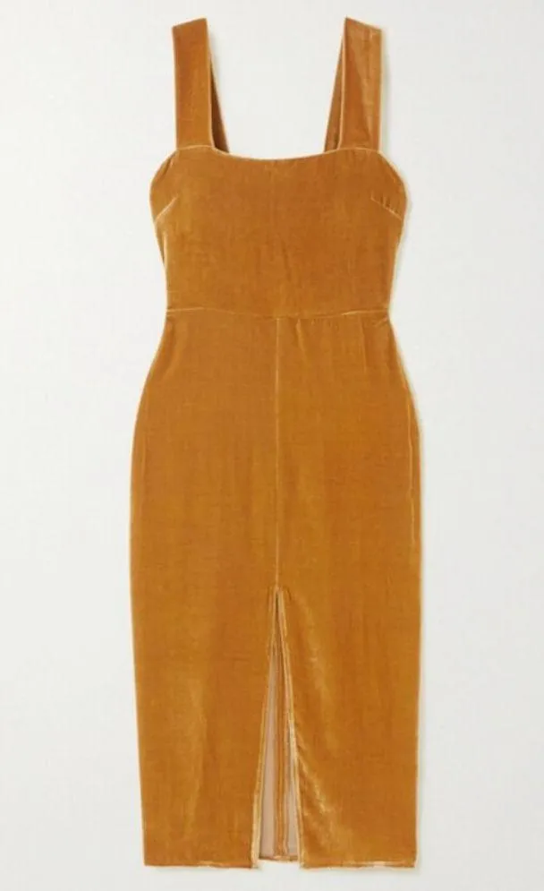 💕REFORMATION💕 Emira Velvet Dress ~ Gold 2 NWT - Image 10