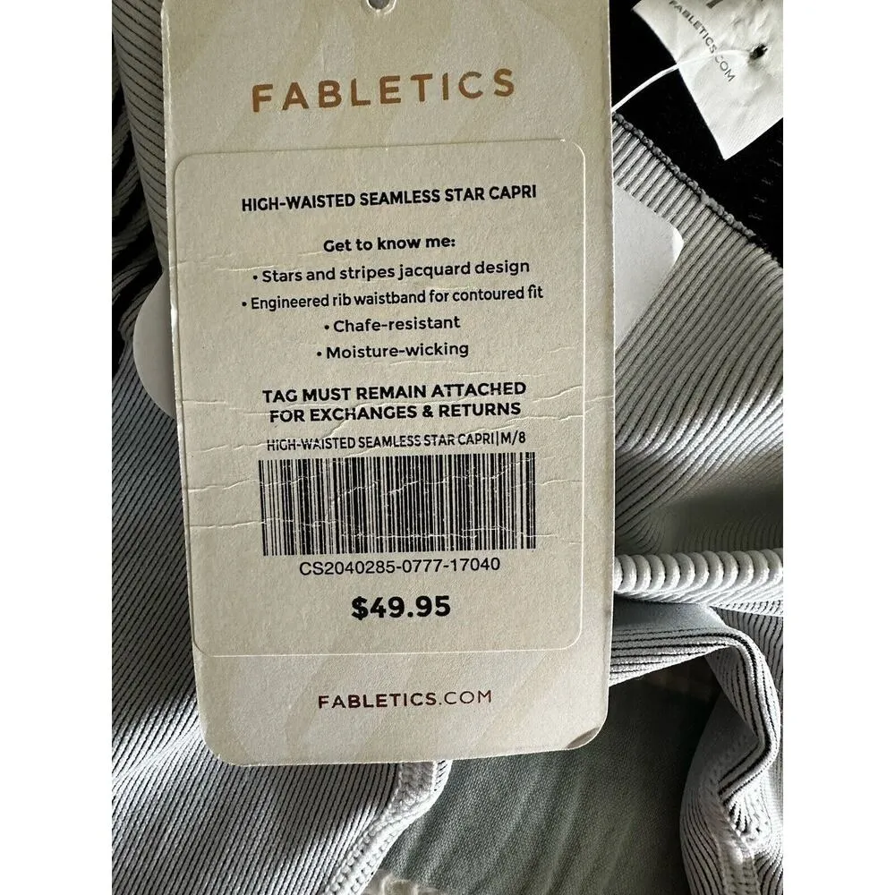 Fabletics High Waisted Compression Leggings Seamless White Star Medium - Image 5