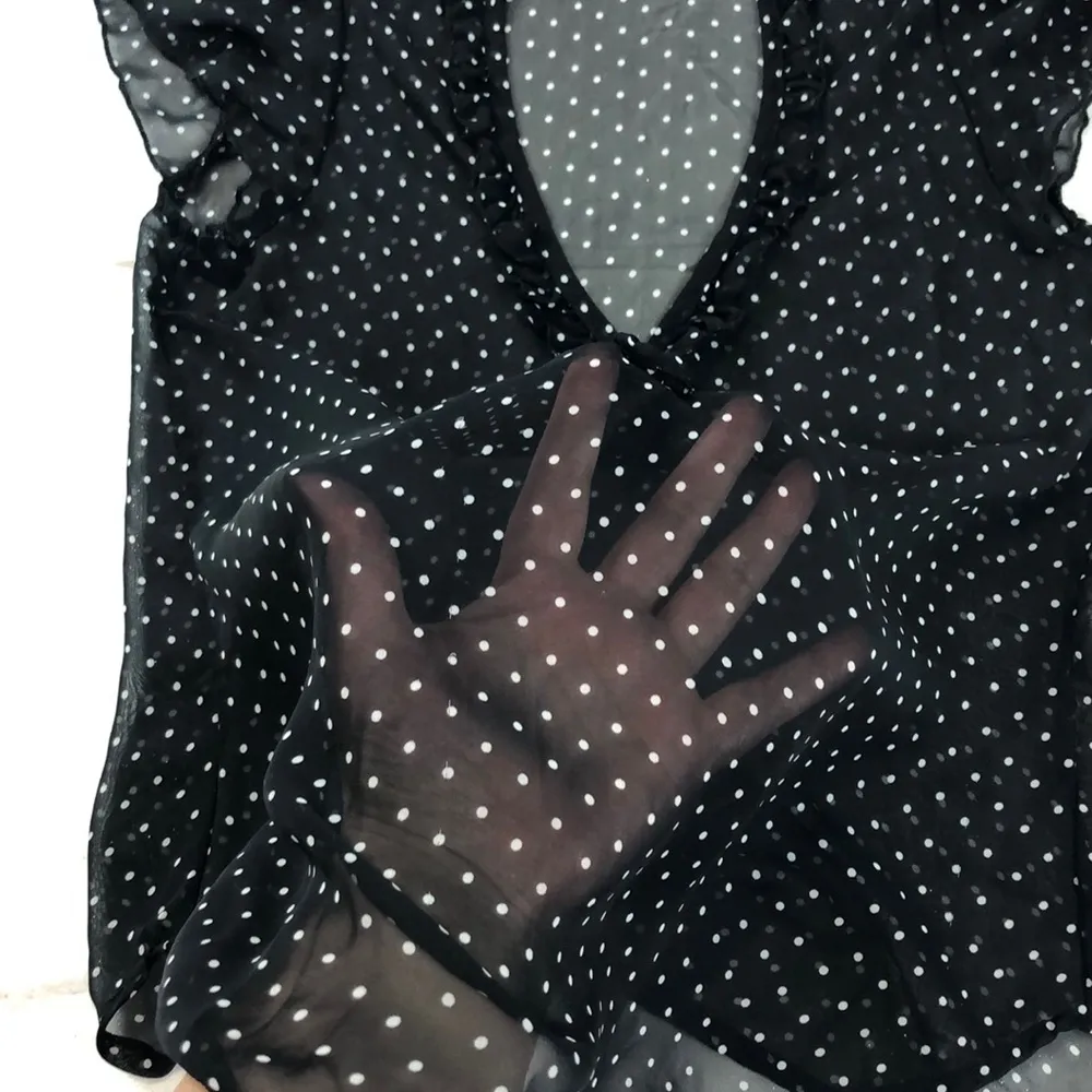Lily Rose Black and White Polka Dot Blouse XS - Image 7