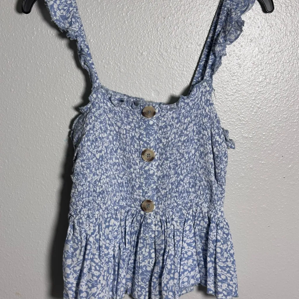 Miss Selfie Women Blue Peplum‎ Floral top size S - Image 2